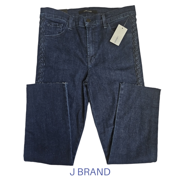 J BRAND Ruby Braided Catonite High-Rise Crop Cigarette Jean - Picture 3 of 9